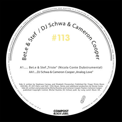 Bet.e & Stef / DJ Schwa & Cooper Cameron - Compost Black Label 113