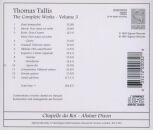 Tallis Thomas (C1505-1585) - Complete Works: Vol.3, The (Chapelle du Rois / Alistair Dixon (Dir))