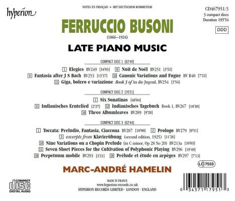 Busoni Ferruccio (1866-1924) - Späte Klavierwerke (Marc-André Hamelin (Piano))