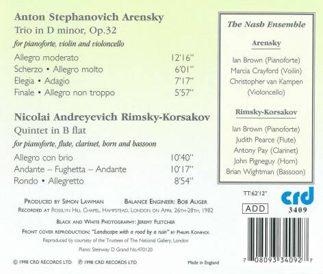 Arensky Rimsky-Korsakov - Piano Trio No.1: Wind Quintet 1876 (The Nash Ensemble)