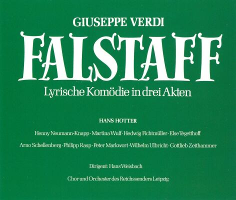 Verdi Giuseppe - Falstaff (Dt.) 1939 (Weisbach/Hotter/Schellenberg/Fichtmüller)