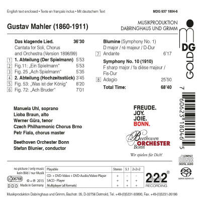 Mahler Gustav - Das Klagende Lied - Blumine - Symphony No.10 (Manuela Uhl (Sopran / - Lioba Braun (Alt)