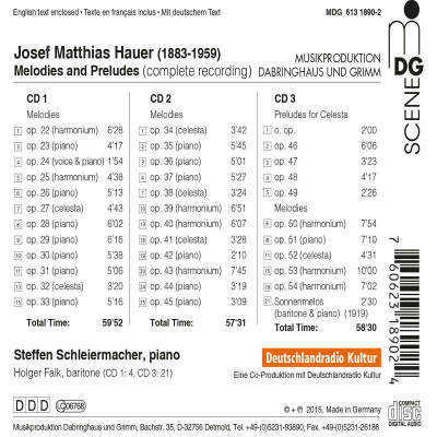 Hauer Josef Matthias - Melodies And Preludes For Well-Tempered Instrument (Steffen Schleiermacher (Piano))