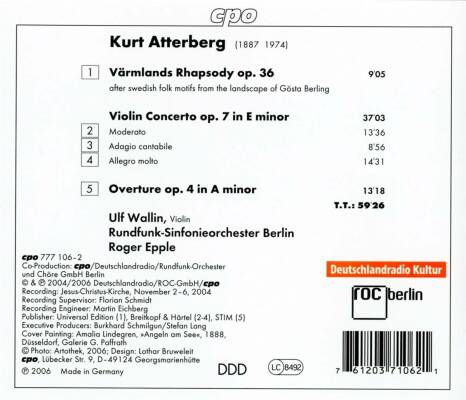 Atterberg Kurt (1887-1974) - Violin Concerto (Ulf Wallin (Violine) - Rundfunk-SO Berlin)