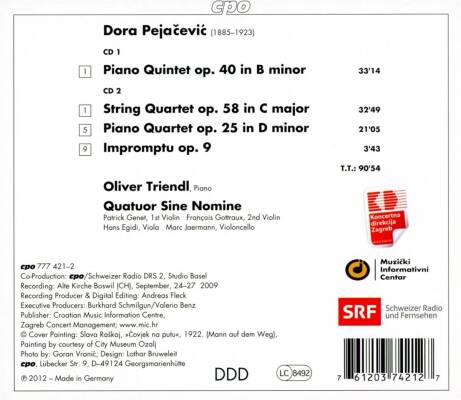 Pejacevic Dora (1885-1923) - Chamber Works (Oliver Triendl (Piano) - Quatuor Sine Nomine)