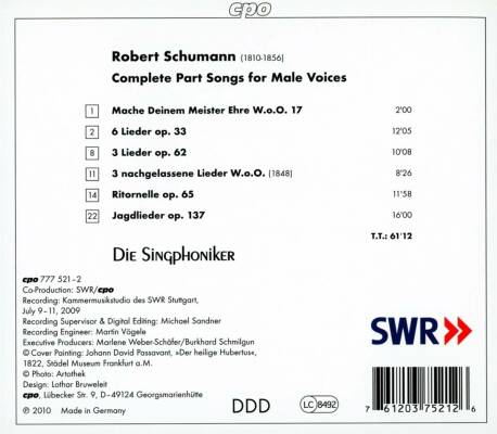 Schumann Robert (1810-1856) - Lieder (Die Singphoniker)