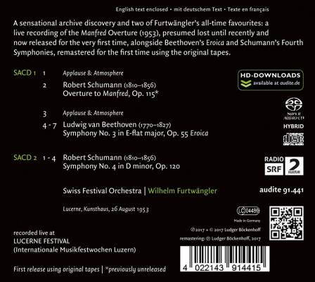 Schumann Robert / u.a. - Wilhelm Furtwaengler Conducts Schumann & Beethoven (Schweizerisches Festspielorchester)