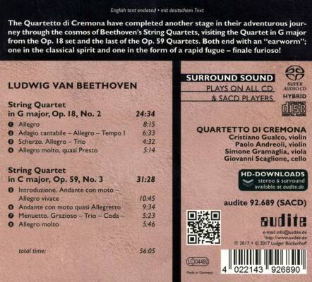 Beethoven Ludwig van - Complete String Quartets: Vol.7 (Quartetto di Cremona)