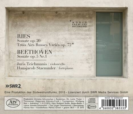 Ries - Beethoven - Cello Works (Juris Teichmanis (Cello) - Hansjacob Staemmler)