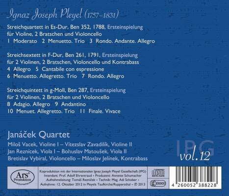 Pleyel Ignaz Joseph (1757-1831) - Konzert-Raritäten Aus Dem Pleyel-Museum - Vol. 12 (Janácek Quartet - Bohuslav Matousek (Viola))