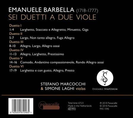 Barbella Emanuele (1718-1777) - Sei Duetti A Due Viole (Stefano Marcocchi & Simone Laghi (Violas))
