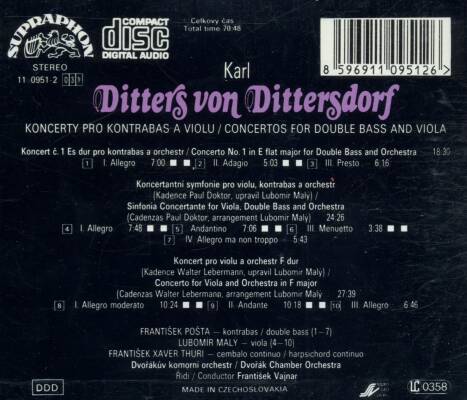 Dittersdorf Karl Ditters Von (1739-1799) - Concertos (Dvorák Chamber Orchestra - Frantisek Vajnar (Dir))
