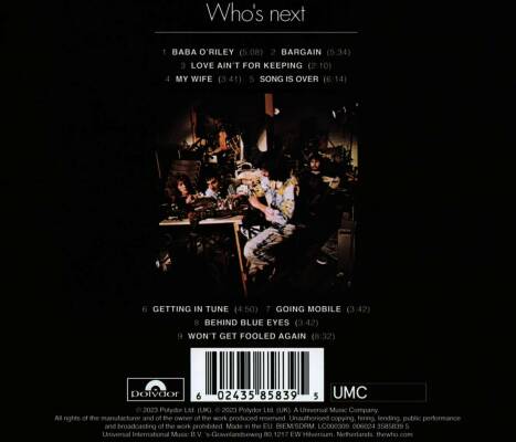 Who, The - Whos Next (1 CD,Remastered 2022)